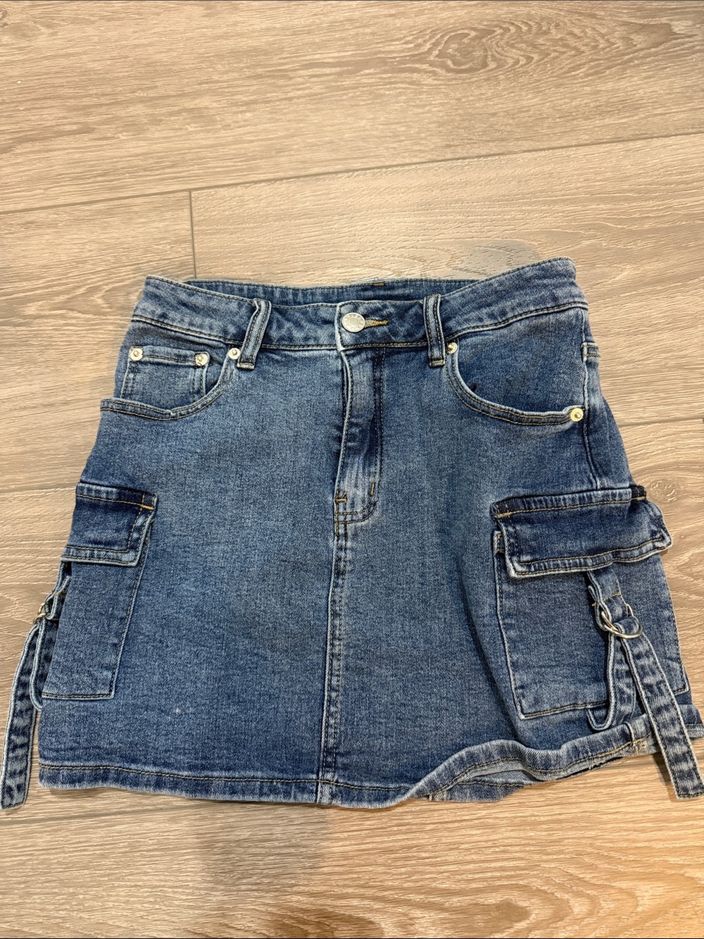 Windsor Blue Denim Skirt with Utility Tag